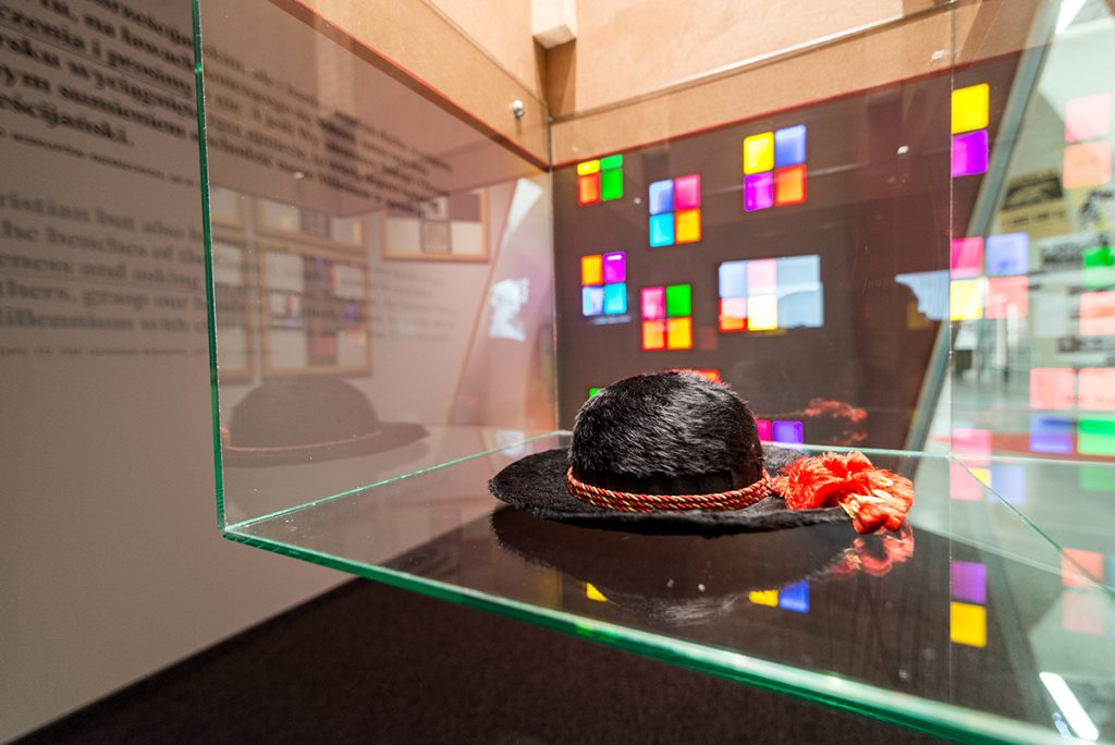 Cardinal Kominek's hat at the main exhibition Wrocław 1945-2016 at the Zajednia History Center in Wrocław